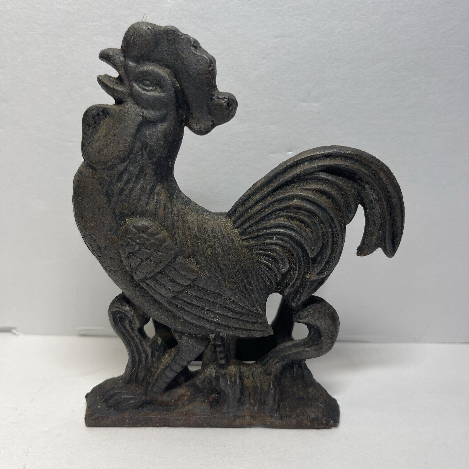 Cast Iron Rooster Napkin or Mail Holder Farm House Chicken Vintage