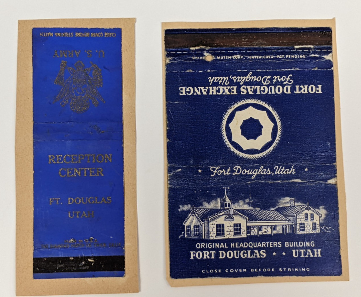 Vintage Fort Douglas Utah US Army HQ Matchbook Cover Lot of 2 1940-50s Reception