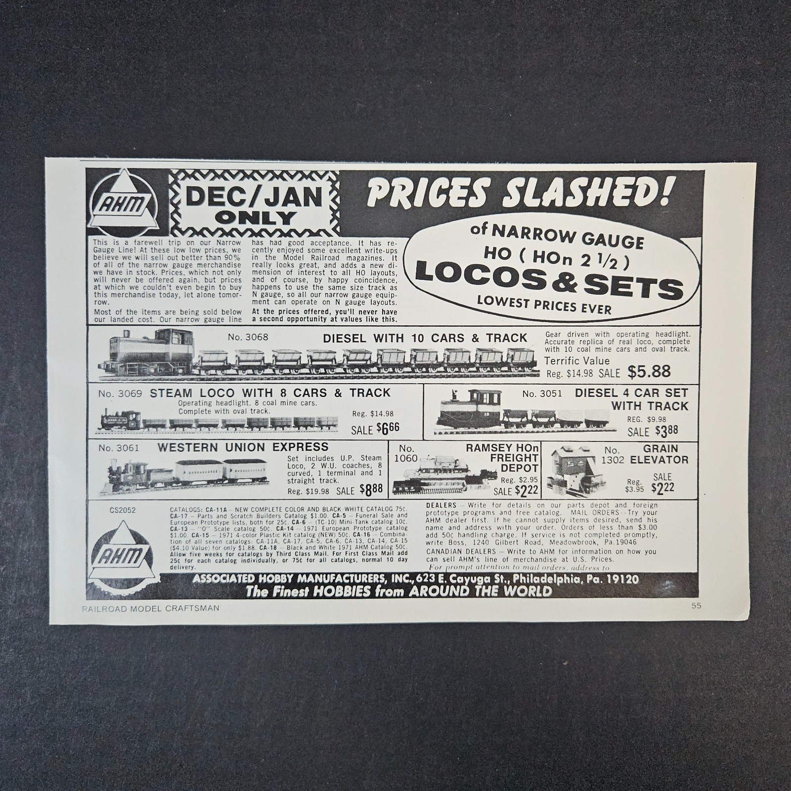 1972 AHM Associated Hobby Manufacturers Model Railroad Trains Vintage Print Ad