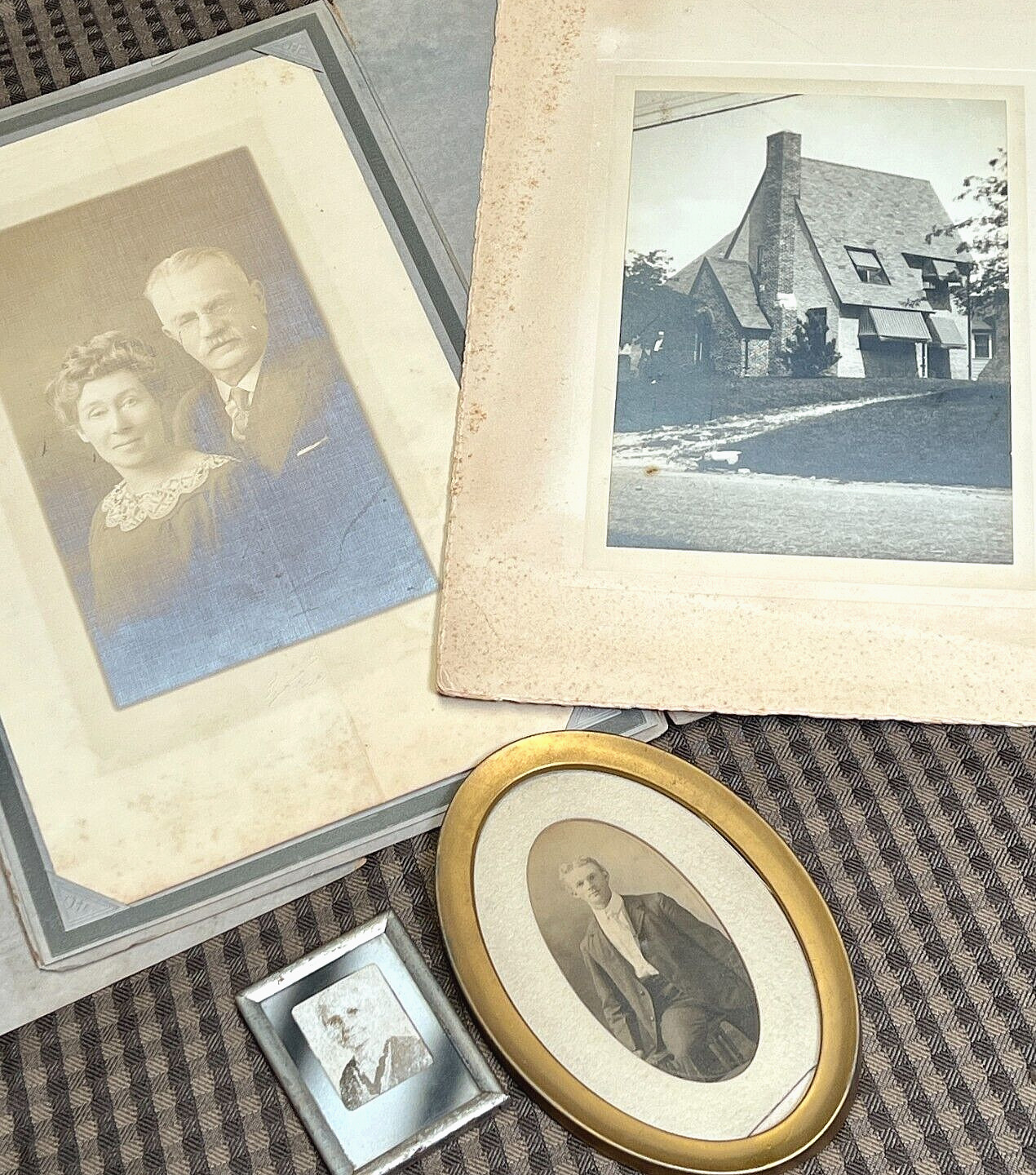 Lot of 4 Vintage Antique Old Hartsook Photographs Metal Frames Portrait Photos