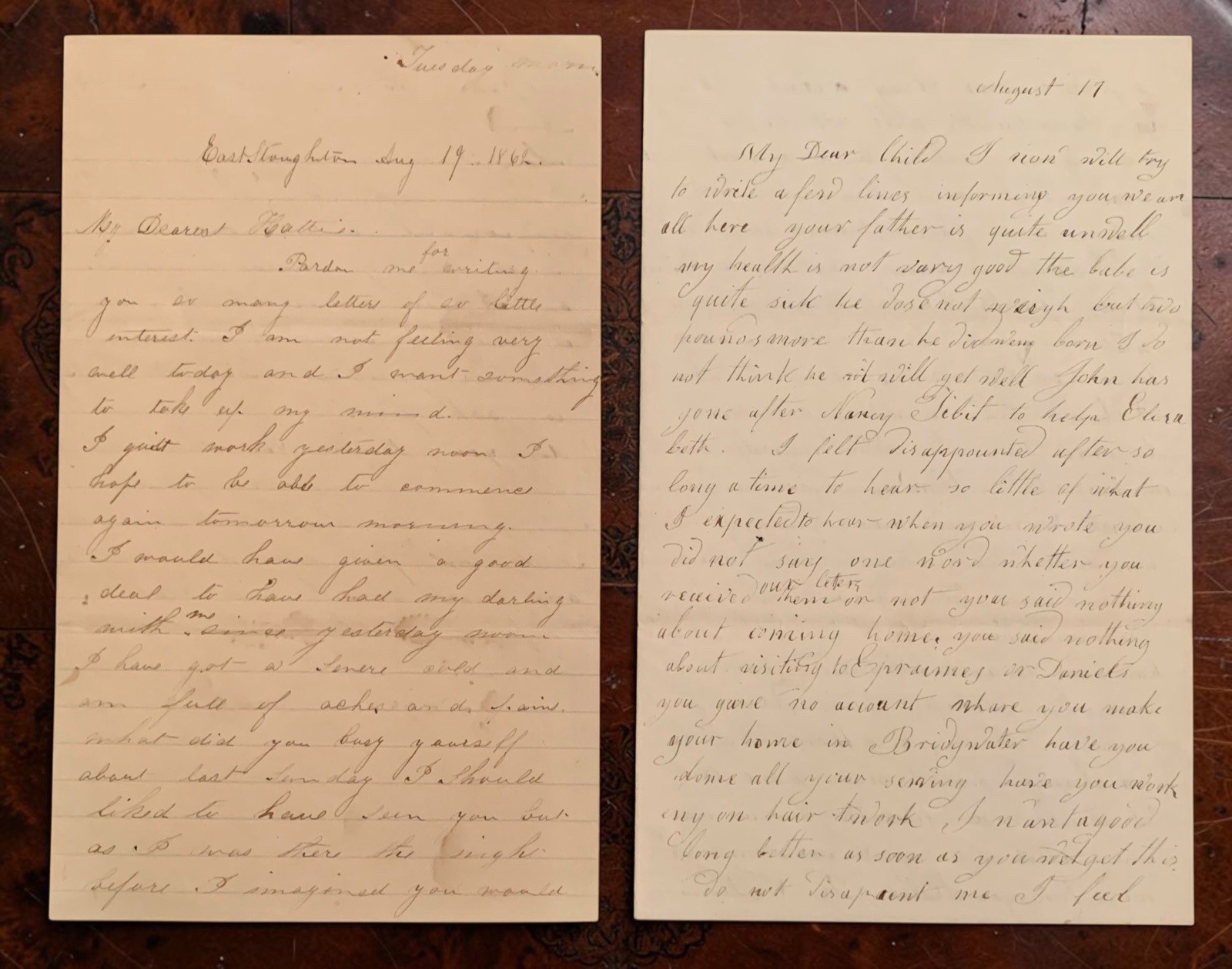 Antique 19th C. Handwritten Letters Personal Ephemera Father To Daughter 1800’s