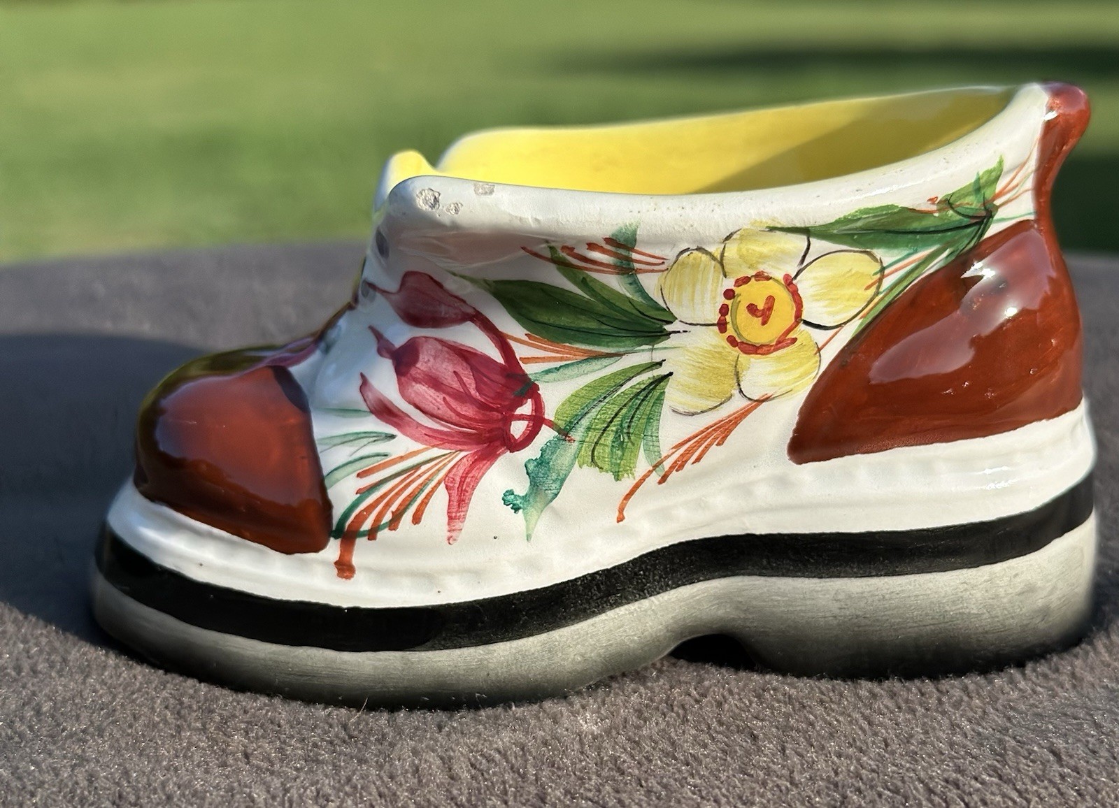 Hand-Painted Ceramic Boot/Shoe, Succulent Planter or Decorative Vase; Vintage