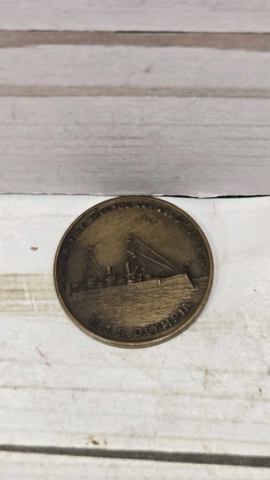 Original Vintage USS Olympia Coin Made From Dewey’s Flagship Propeller