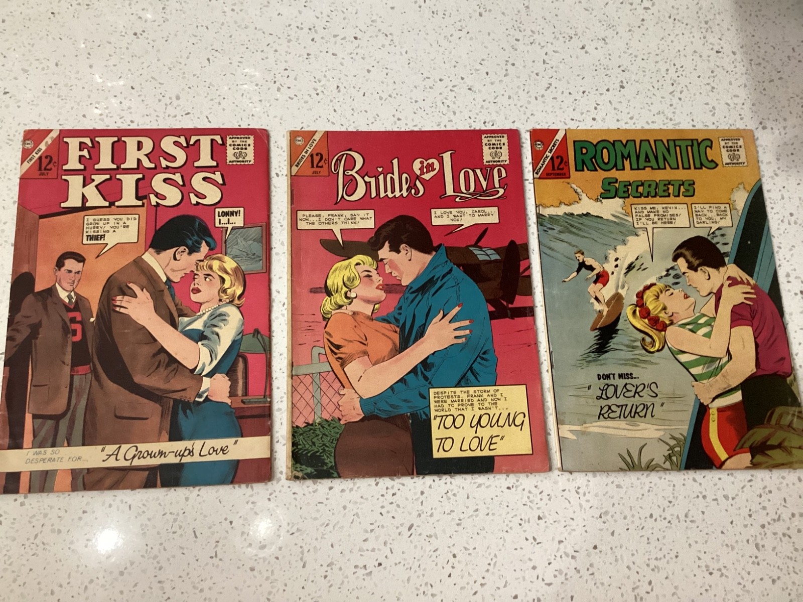Romance comics, First Kiss, Brides in Love, Romantic Secrets, 1964