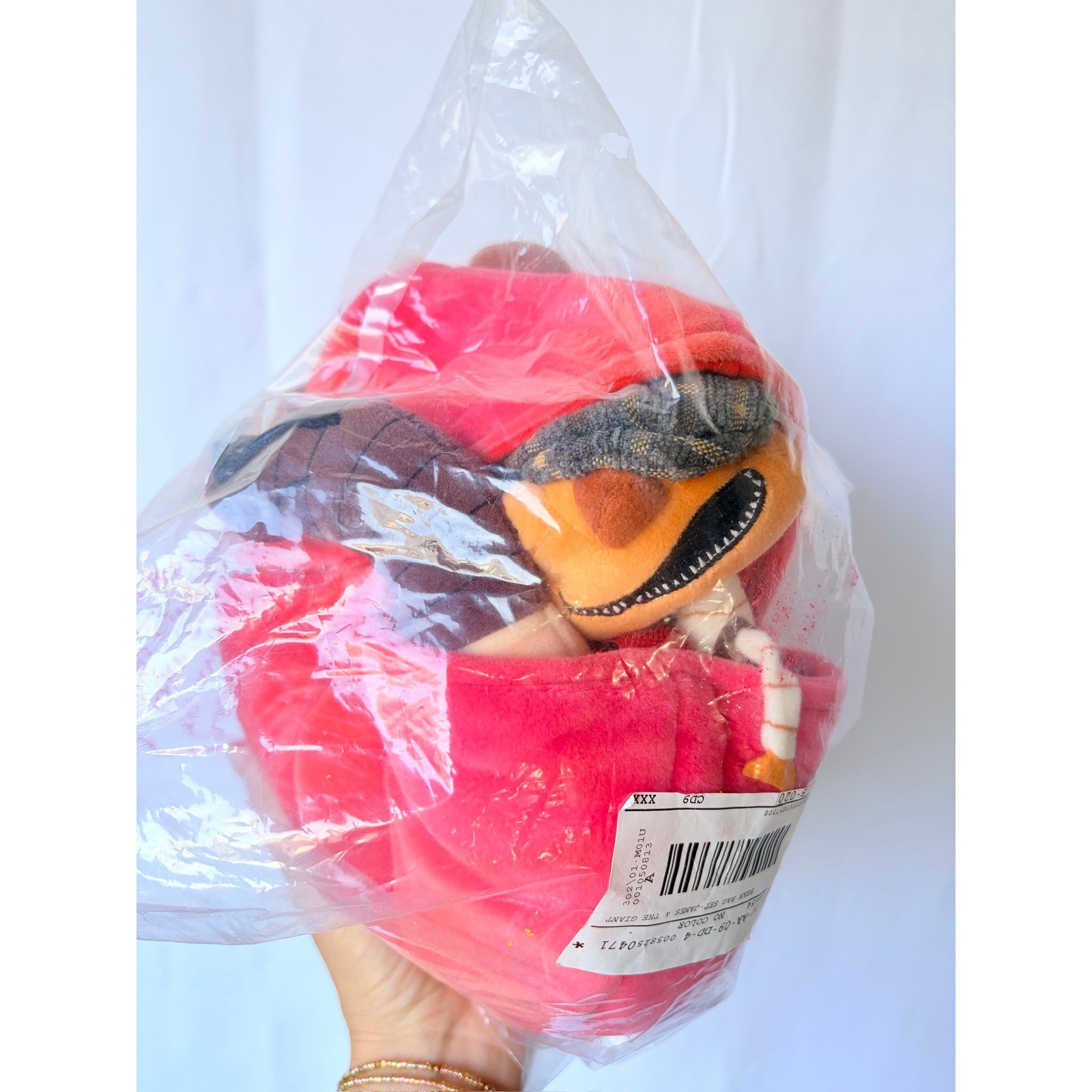Disney James and the Giant Peach Bean Bag Plush Set Peach Carrier NWT