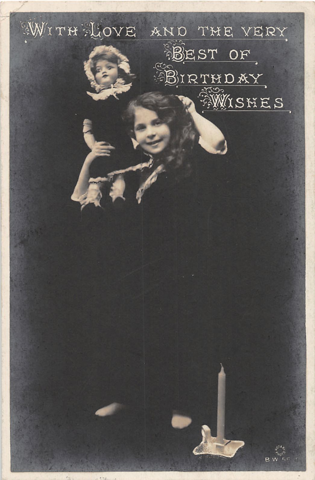 J38/ Interesting RPPC Postcard c1910 Birthday Wished Child Toy Doll 243