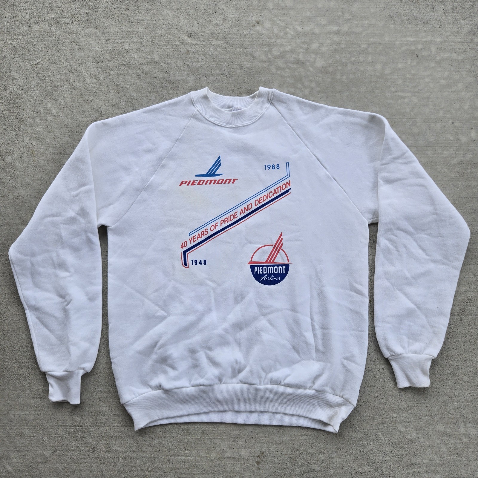 Vtg 80s Piedmont Airlines Aviation Speedbird Jerzees Crewneck Sweatshirt Sz L