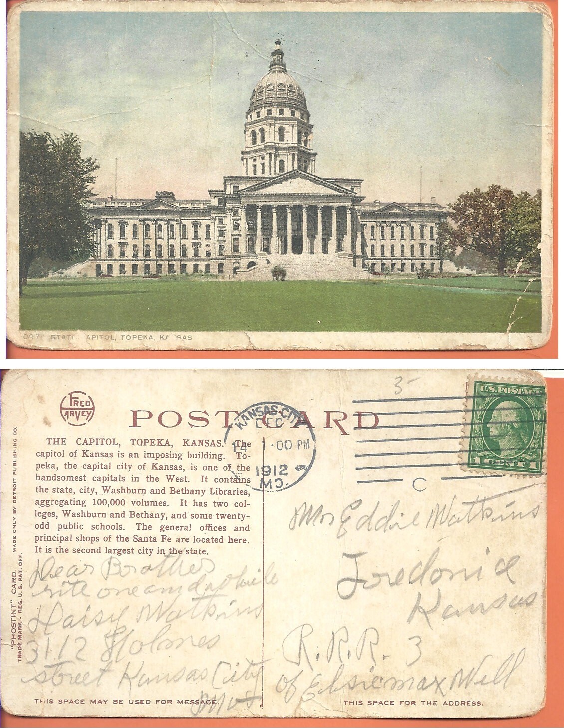 Kansas State Capitol, Topeka, Kansas, 1912 Kansas State Capitol, Topeka, Kansas, 1912