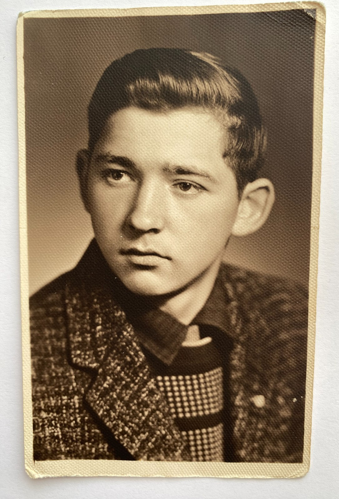 Handsome guy affectionate young man gay interest Vintage Photo Portrait