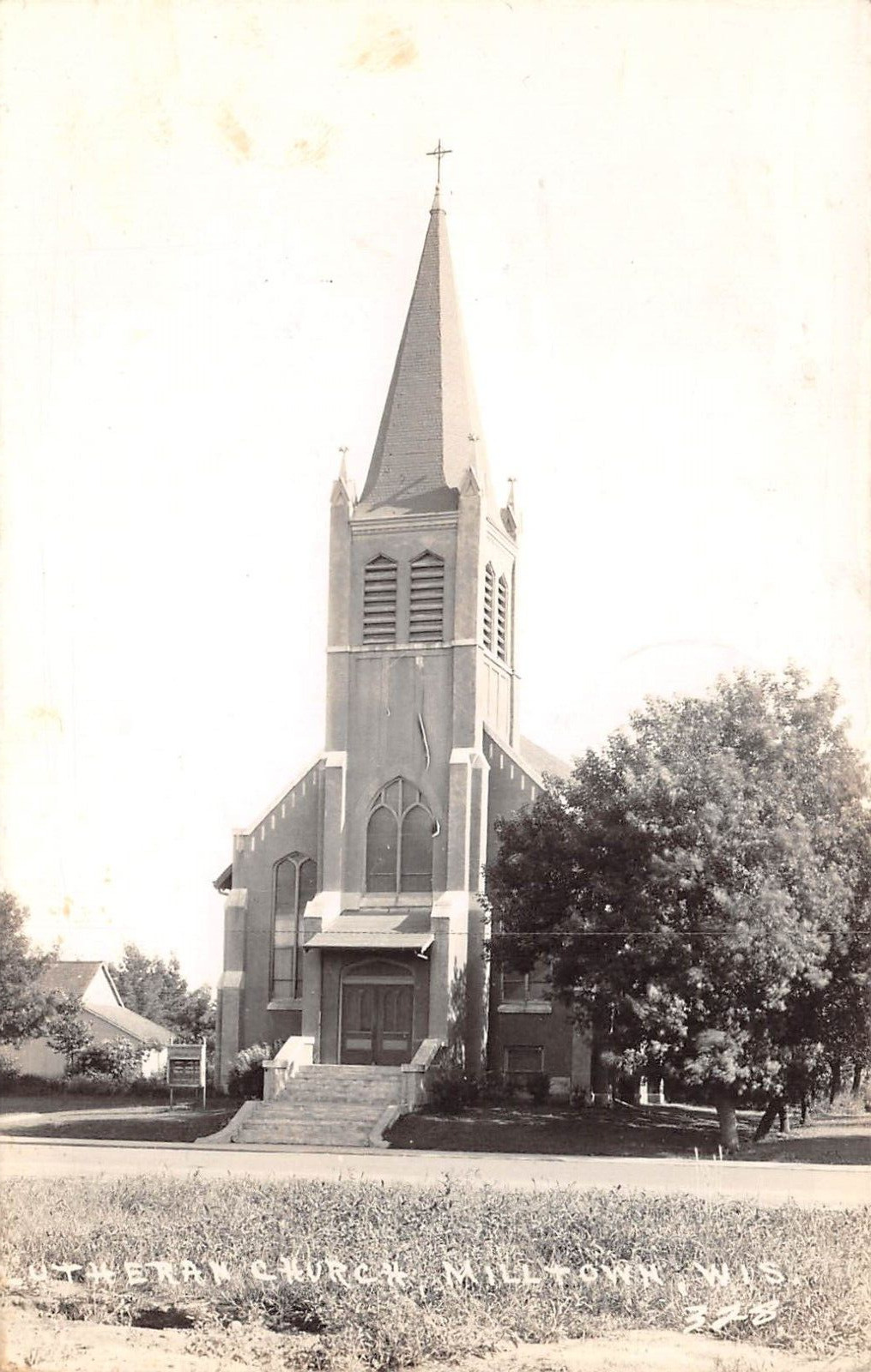 Lutheran Church Milltown WI Wisconsin RPPC 1940 Postcard 4607