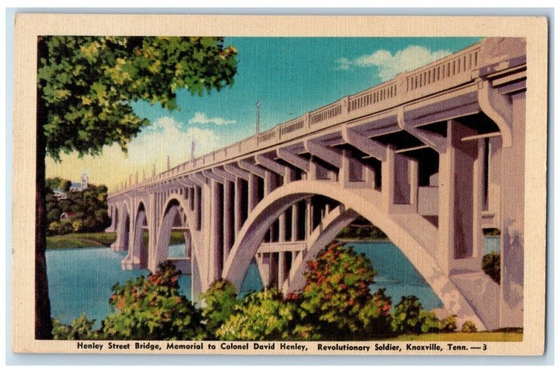 c1940 Henley Street Bridge Memorial Colonel David Knoxville TN Old Photo