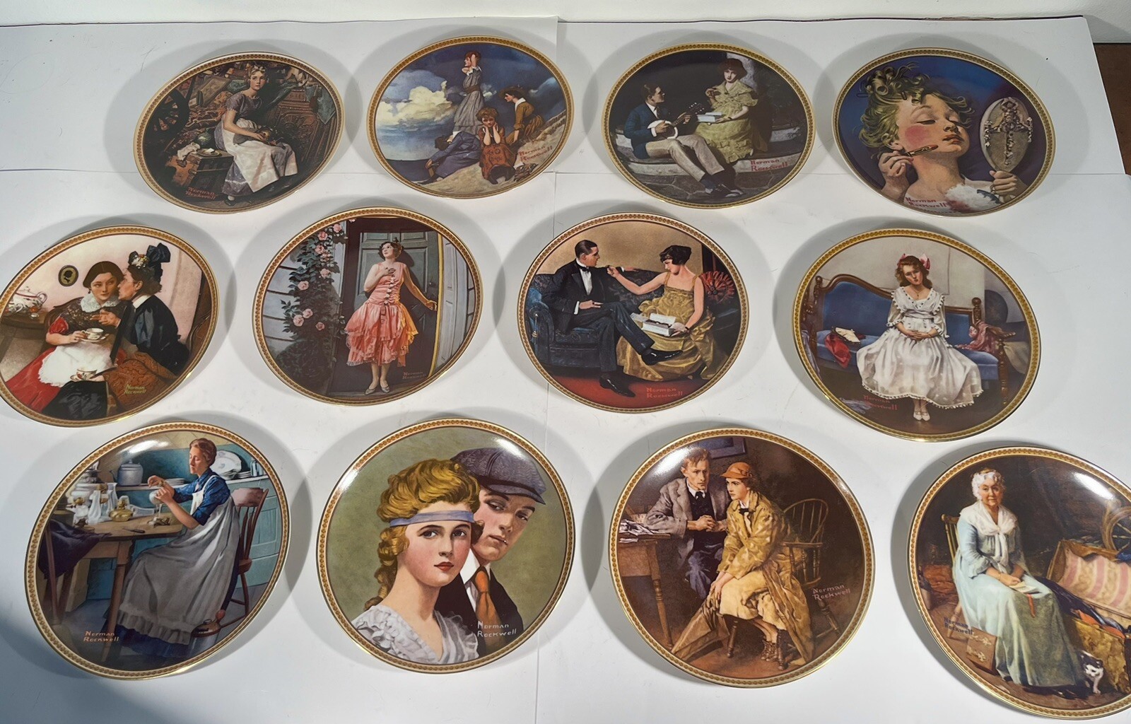 Knowles Norman Rockwell Rediscovered Women Plates #1-12 Ltd Edition Collection