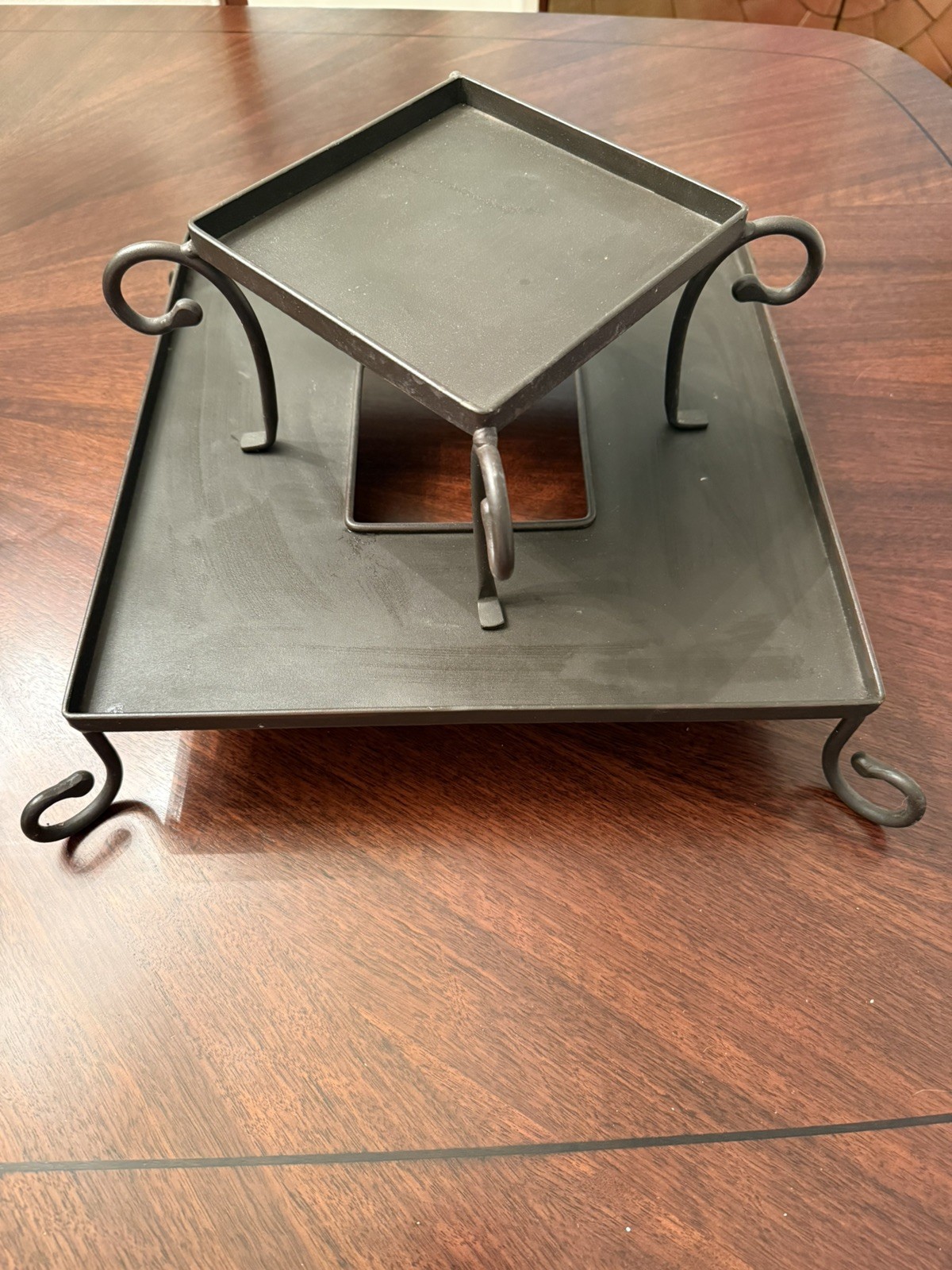 Partylite 2 piece Tiered Wrought Iron Centerpiece Candle Holder Food Server