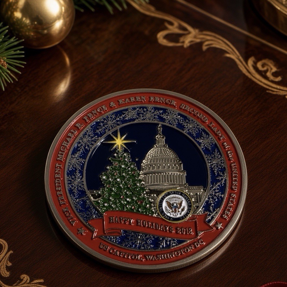 Mike Pence & Karen Pence Happy Holidays 2018 Washington D.C. Challenge Coin