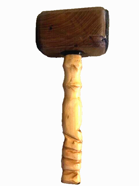 One Handmade Thor Design w/ Exotic Wood Tinning Mallet ~ Hammer (leather face)