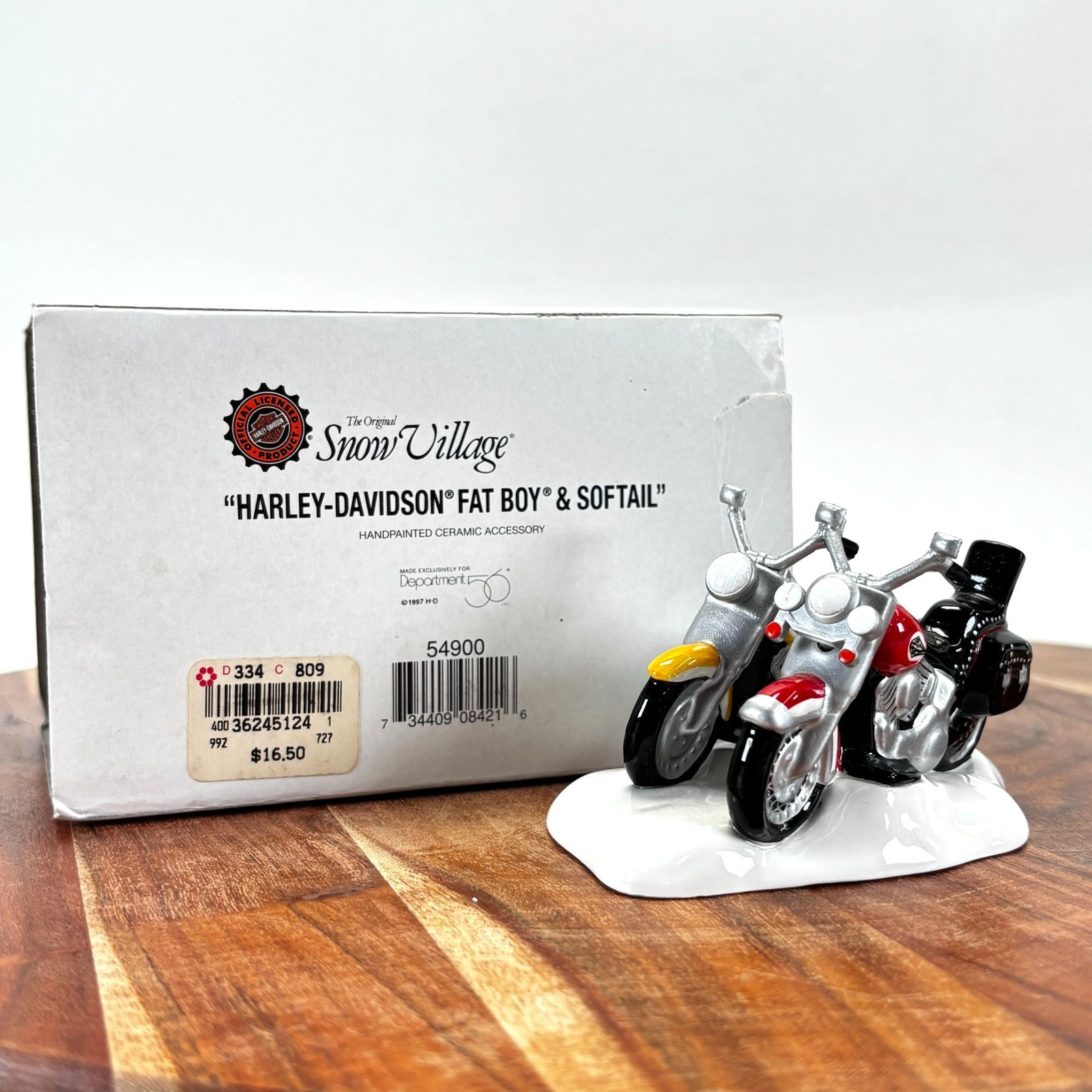 Deot 56 Snow Village HARLEY-DAVIDSON FAT BOY & SOFTAIL Ceramic Christmas 54900 