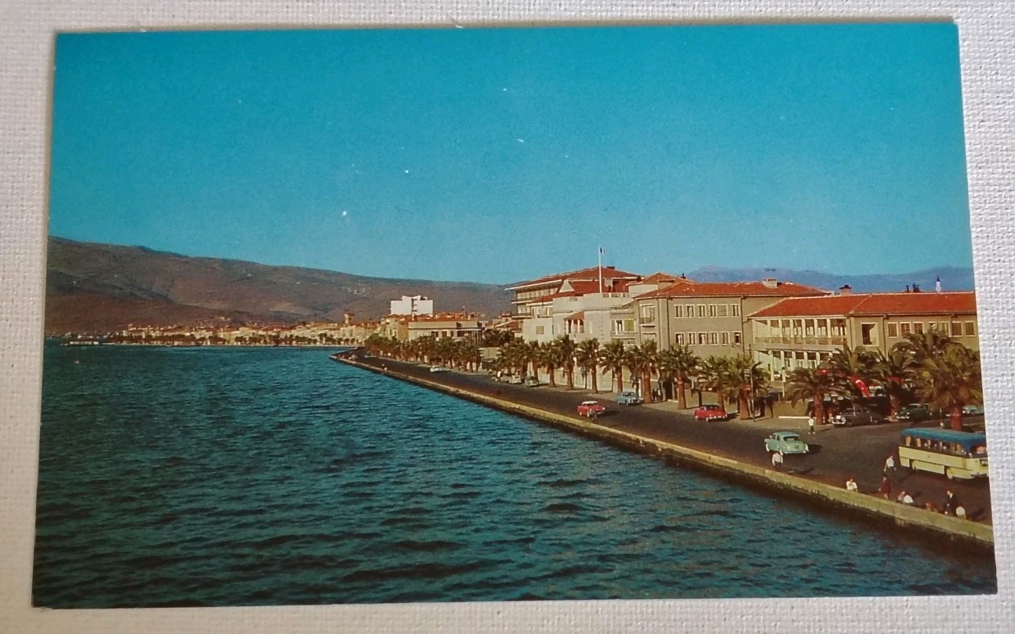 Izmir Turkey Ataturk Boulevard Waterfront Gulf Harbor Chrome Vintage Postcard