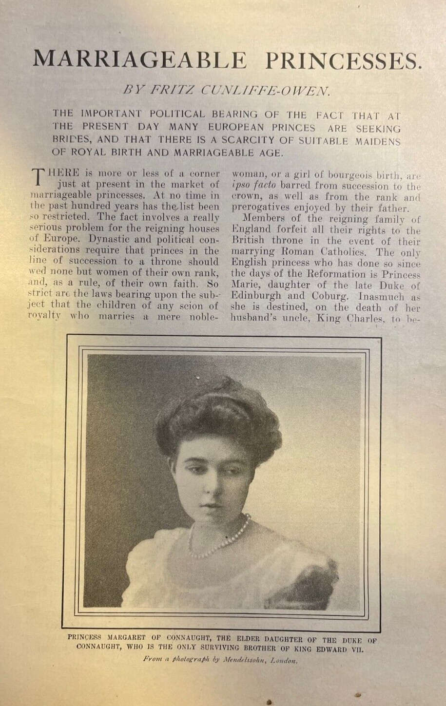 1903 Marriageable Princesses Margaret of Connaught Alice of Albany Maria Teresa