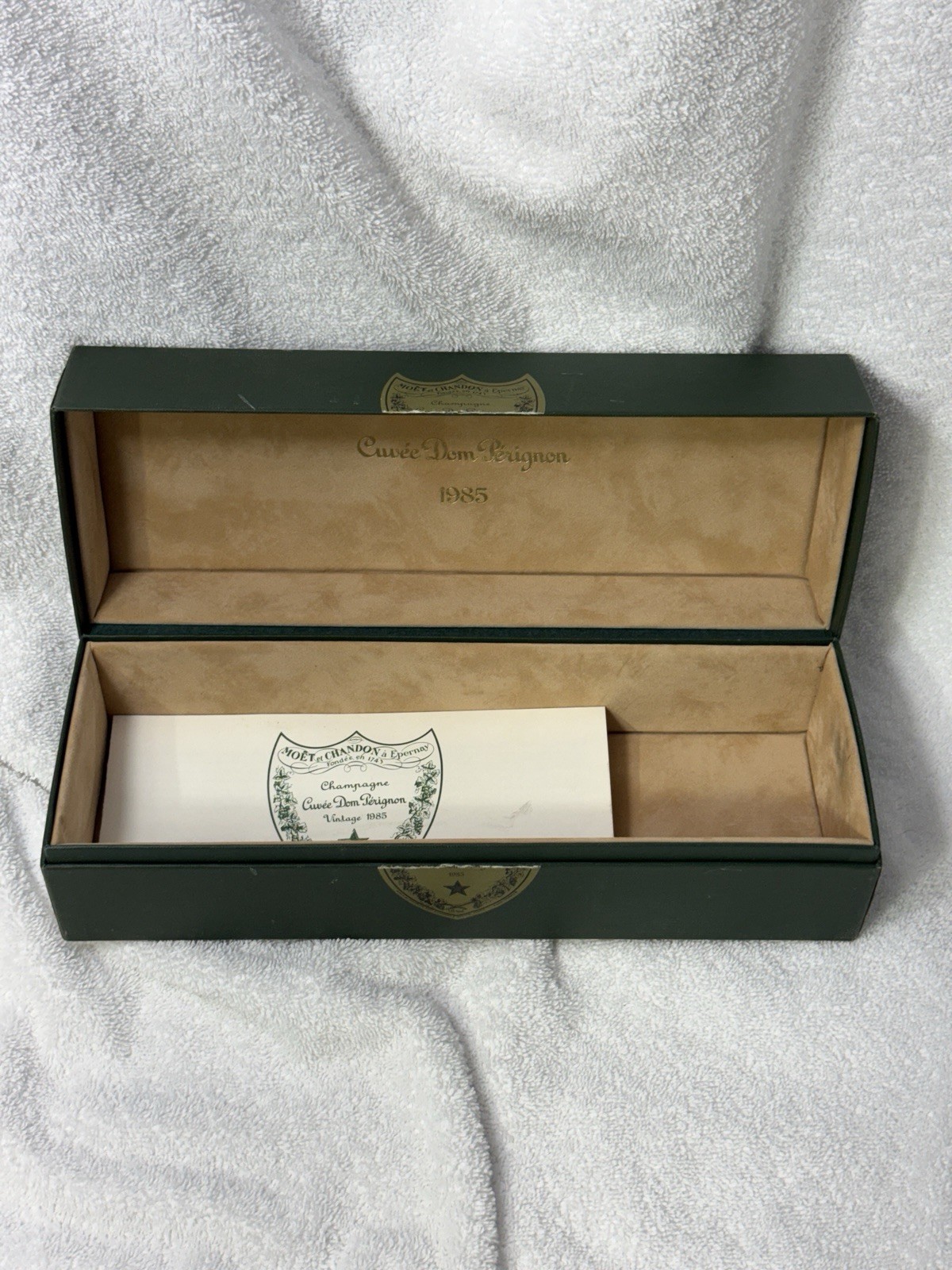 Vintage 1985 Cuvee Dom Perignon Champagne Empty Box & Pamphlet 750ML (b3)