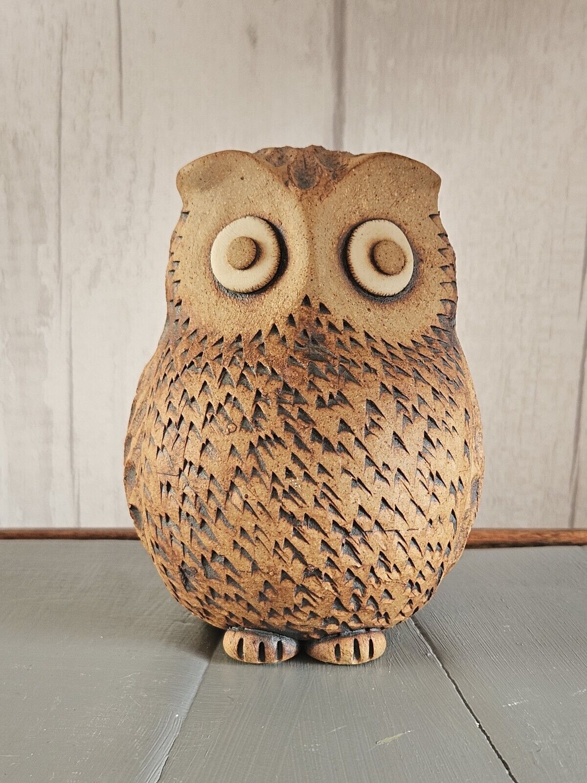 MCM Clay Studio Pottery Brown Owl Figure 12cm