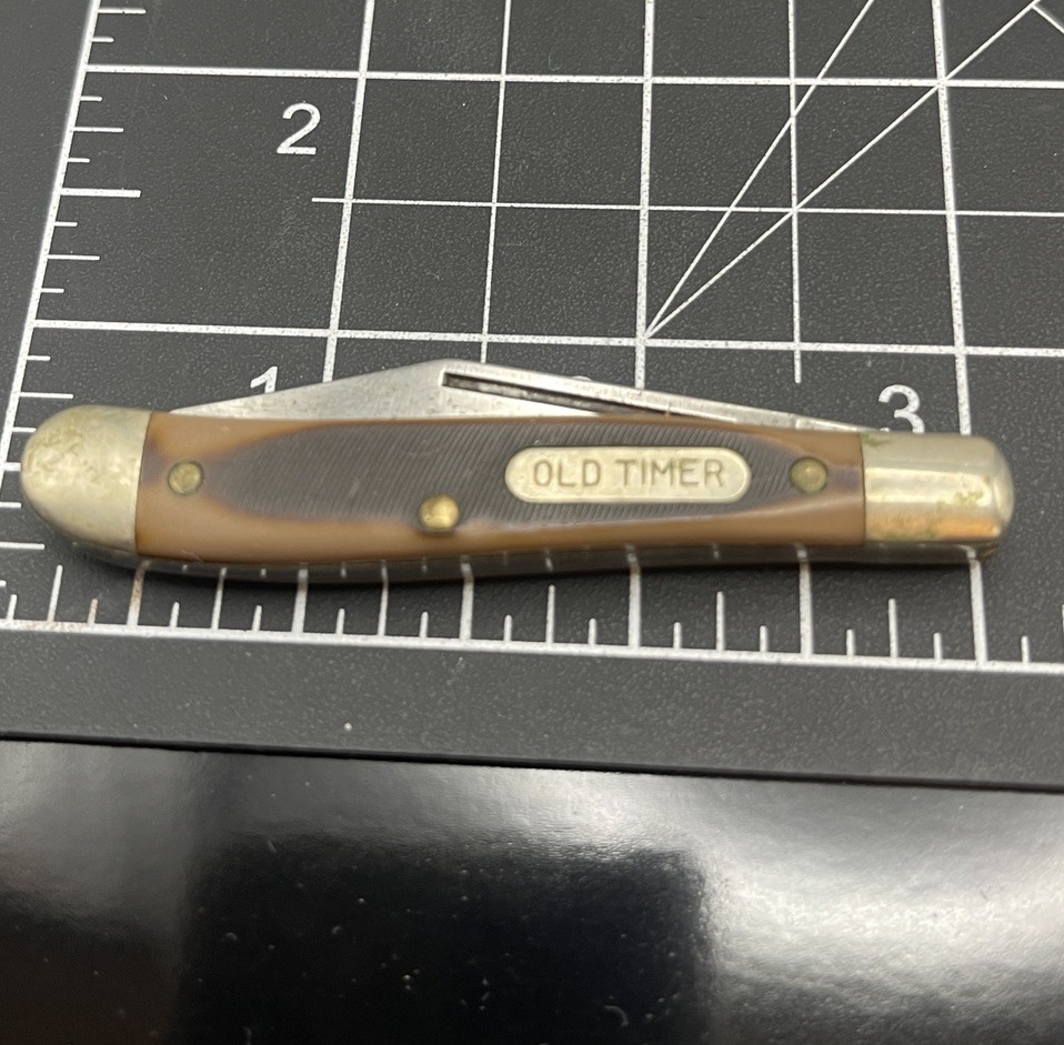 Vintage Schrade USA 12OT Old Timer Pal Pocket Knife Single Blade Brown Handle