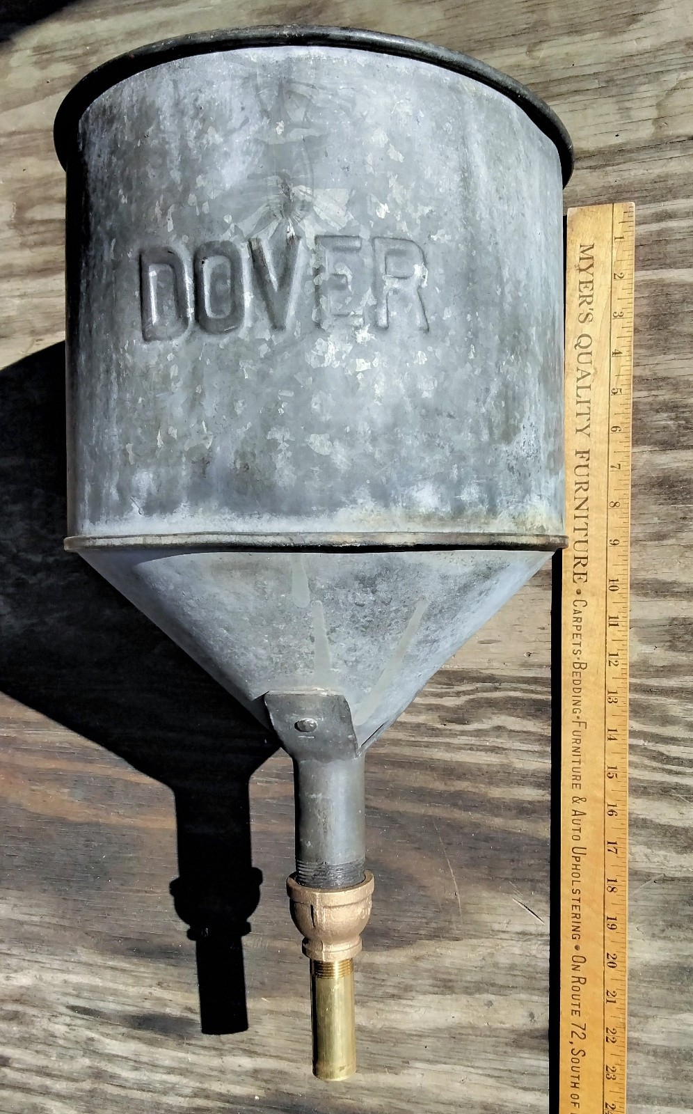 Vintage Large Galvanized Steel Funnel DOVER Agricultural / Shot Reloading Funnel