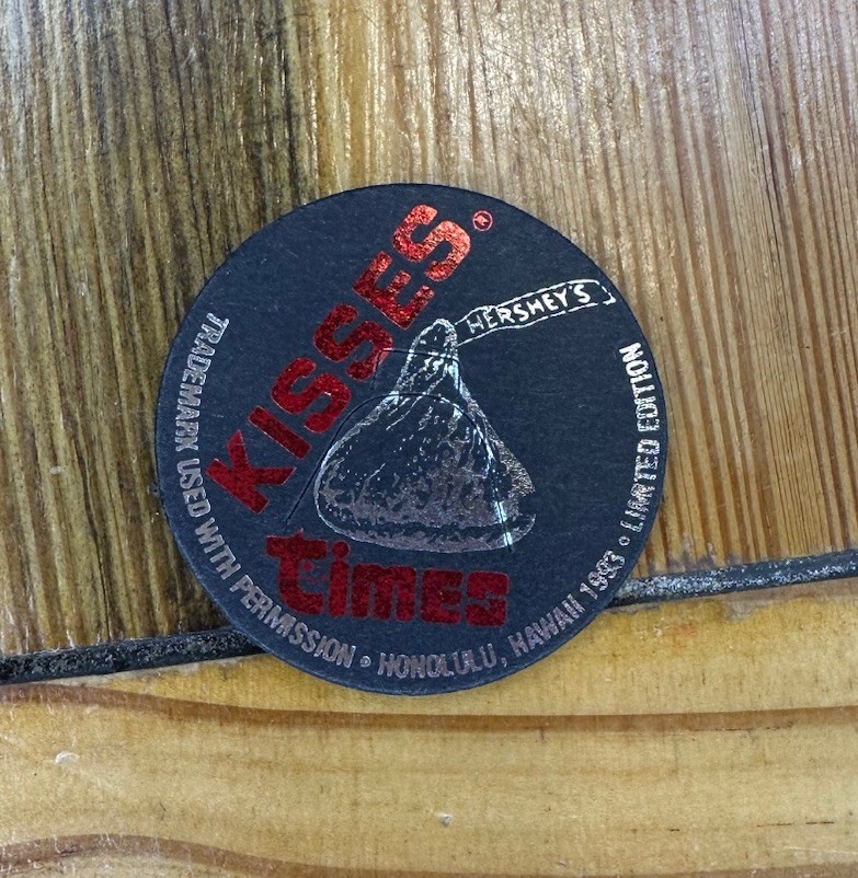 Vintage Hershey’s Kisses Times Honolulu Hawaii POG Milk Cap 1993 NEW