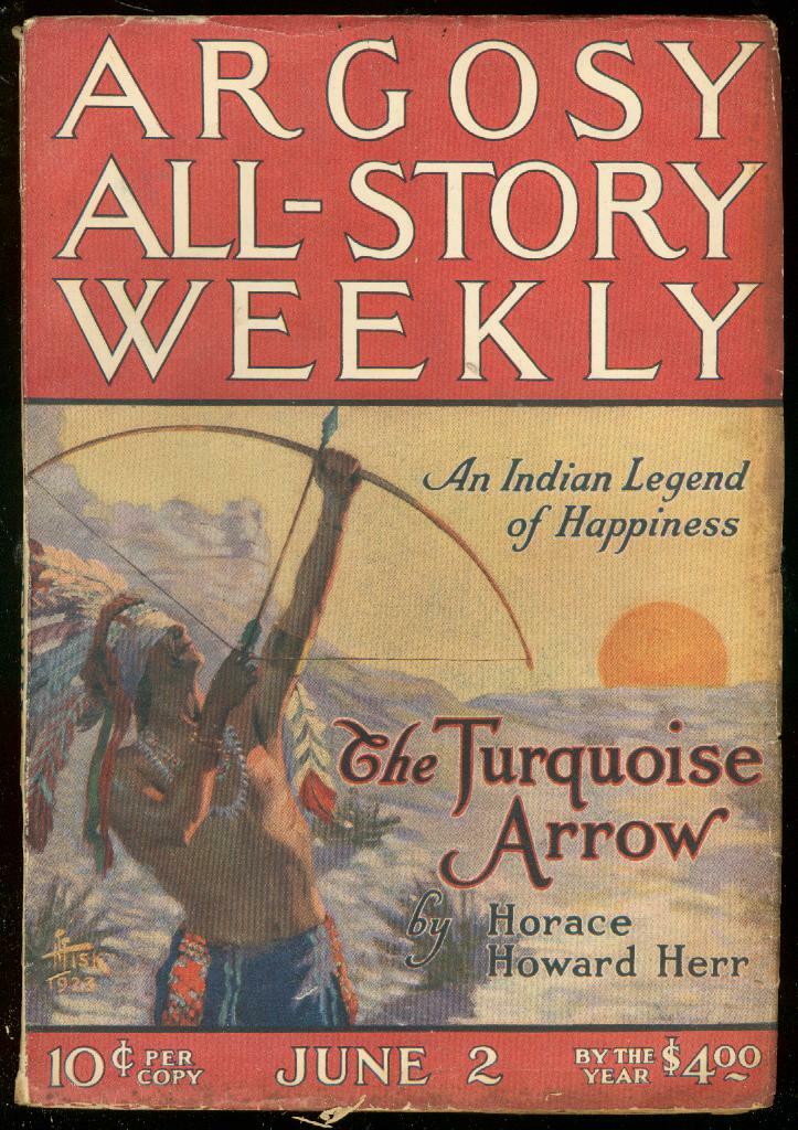 ARGOSY JUNE 2 1923-MOON MAID-INDIAN CVR- RICE BURROUGHS FN ARGOSY JUNE 2 1923-MOON MAID-INDIAN CVR- RICE BURROUGHS FN