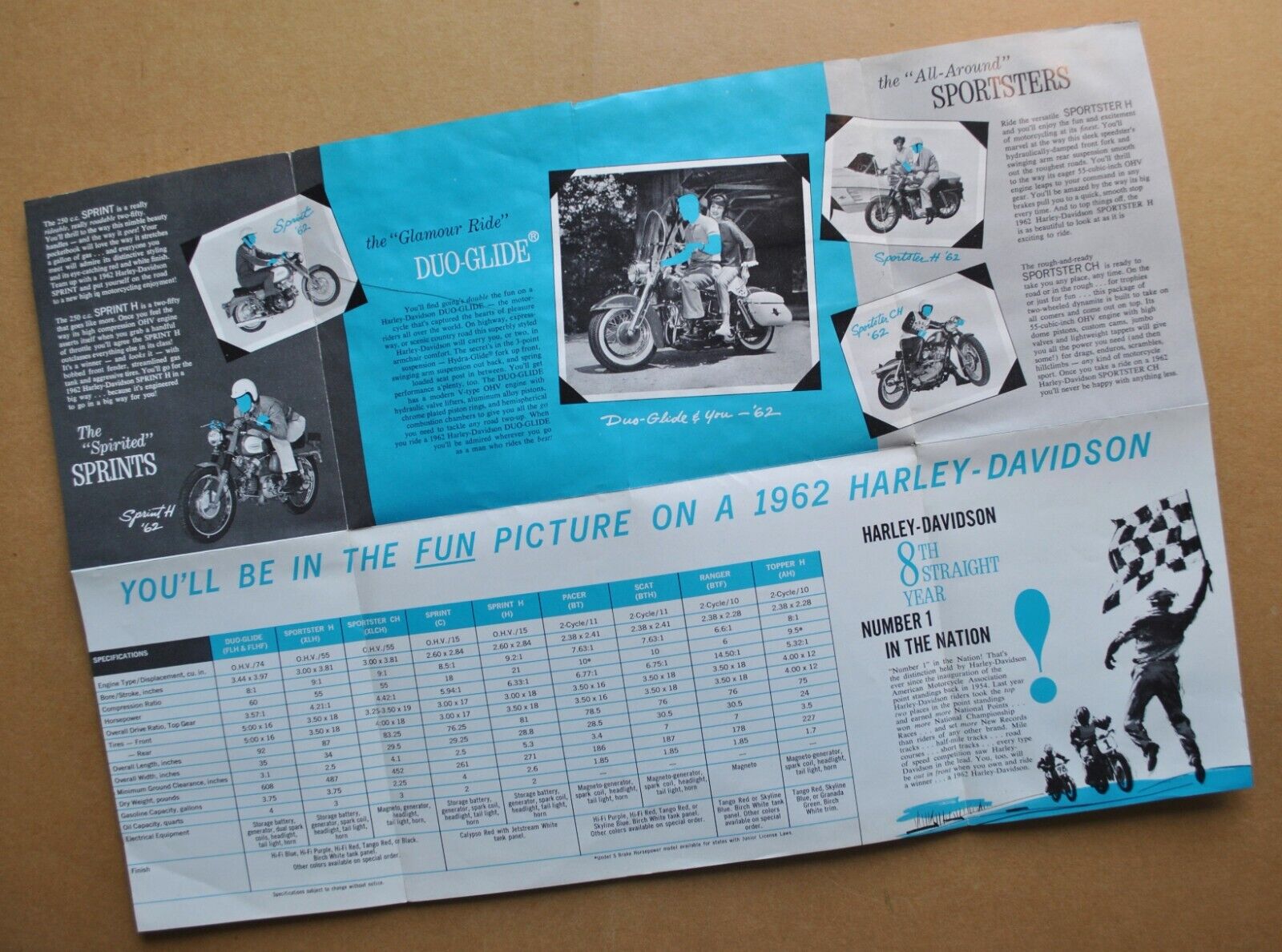 Original Vintage 1962 Harley Davidson Brochure FL FLH XLH XLCH C CH AH BT BTH