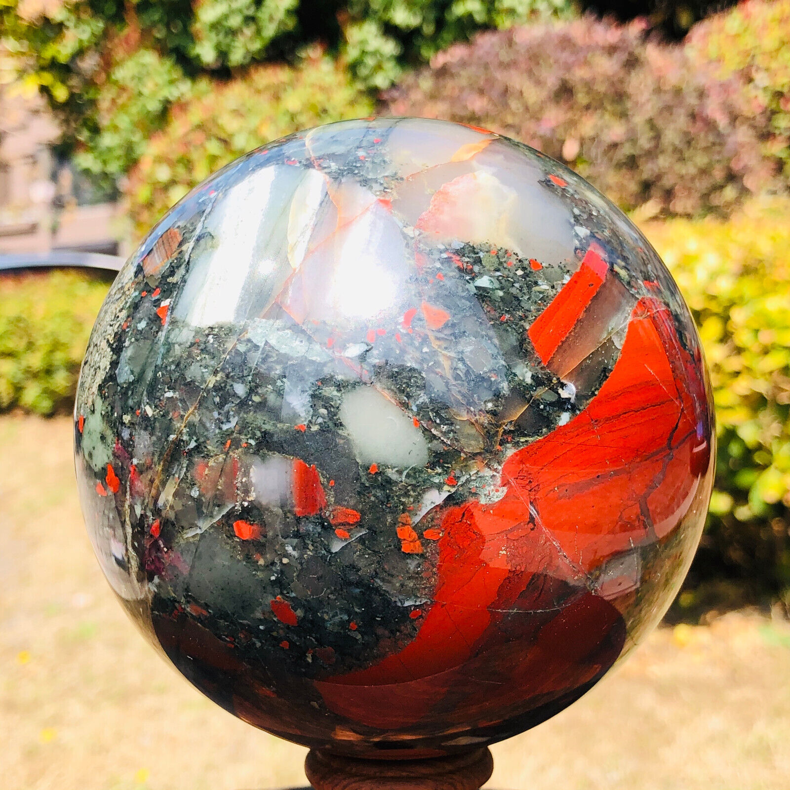 4.35LB Natural African blood stone sphere Quartz polished ball reiki decor gift