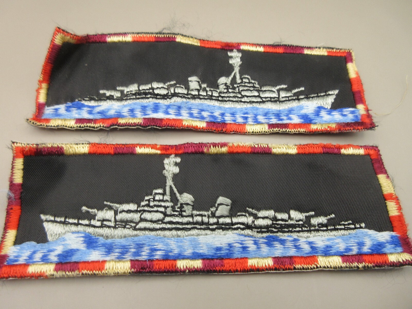RARE Pair WWII USN Navy USS Constitution Liberty Cuff Title Patch BATTLESHIP