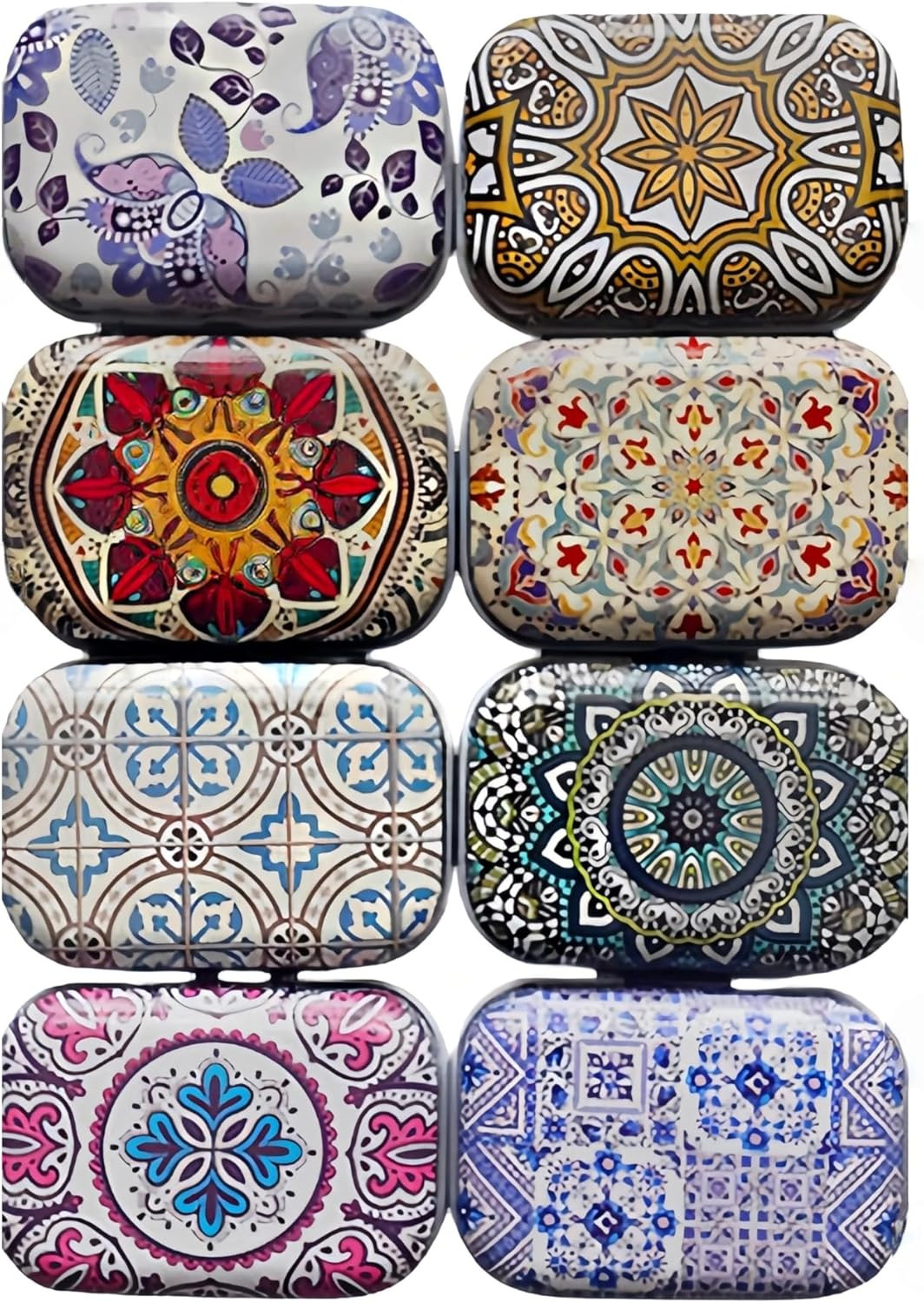 8Pcs Mini Flower Tin Trinket Jewelry Organizer Storage Box Decorative Boxes Smal