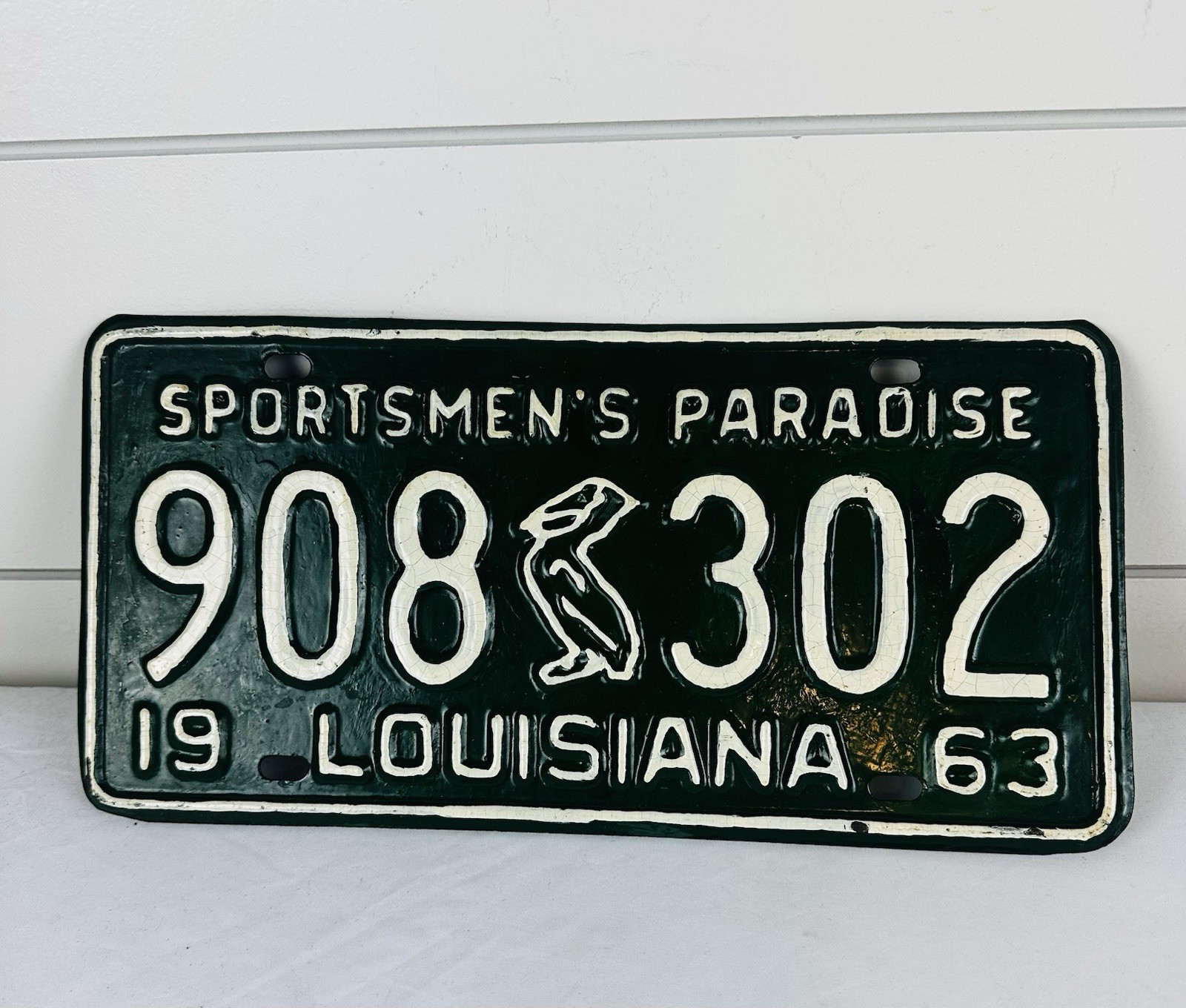 1963 louisiana license plate Tag Repaint Green LA 1963 louisiana license plate Tag Repaint Green LA
