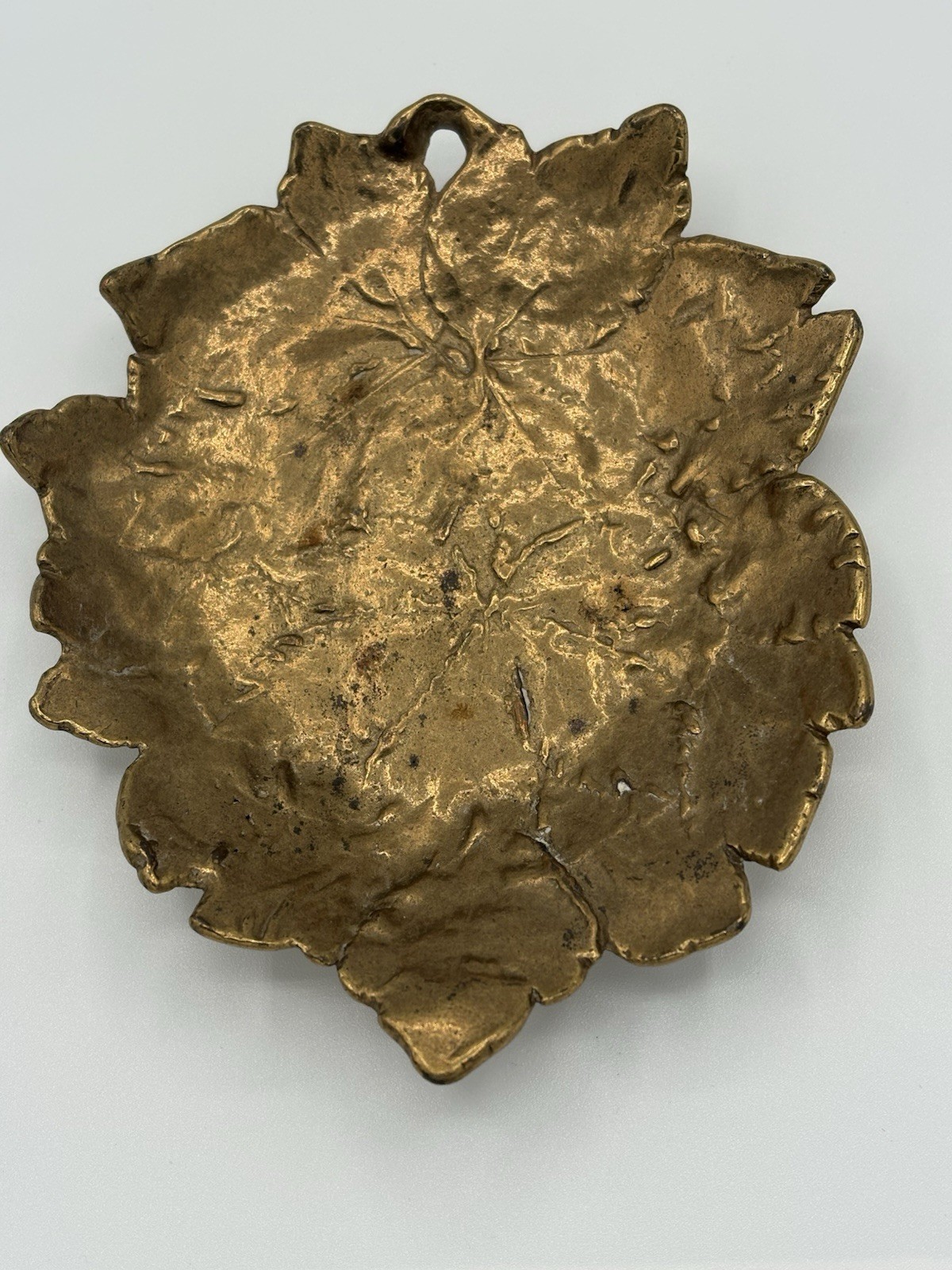 Vintage Cambron Buttercup Brass Leaf Dish Trinket Tray 5.5” Botanical Decor