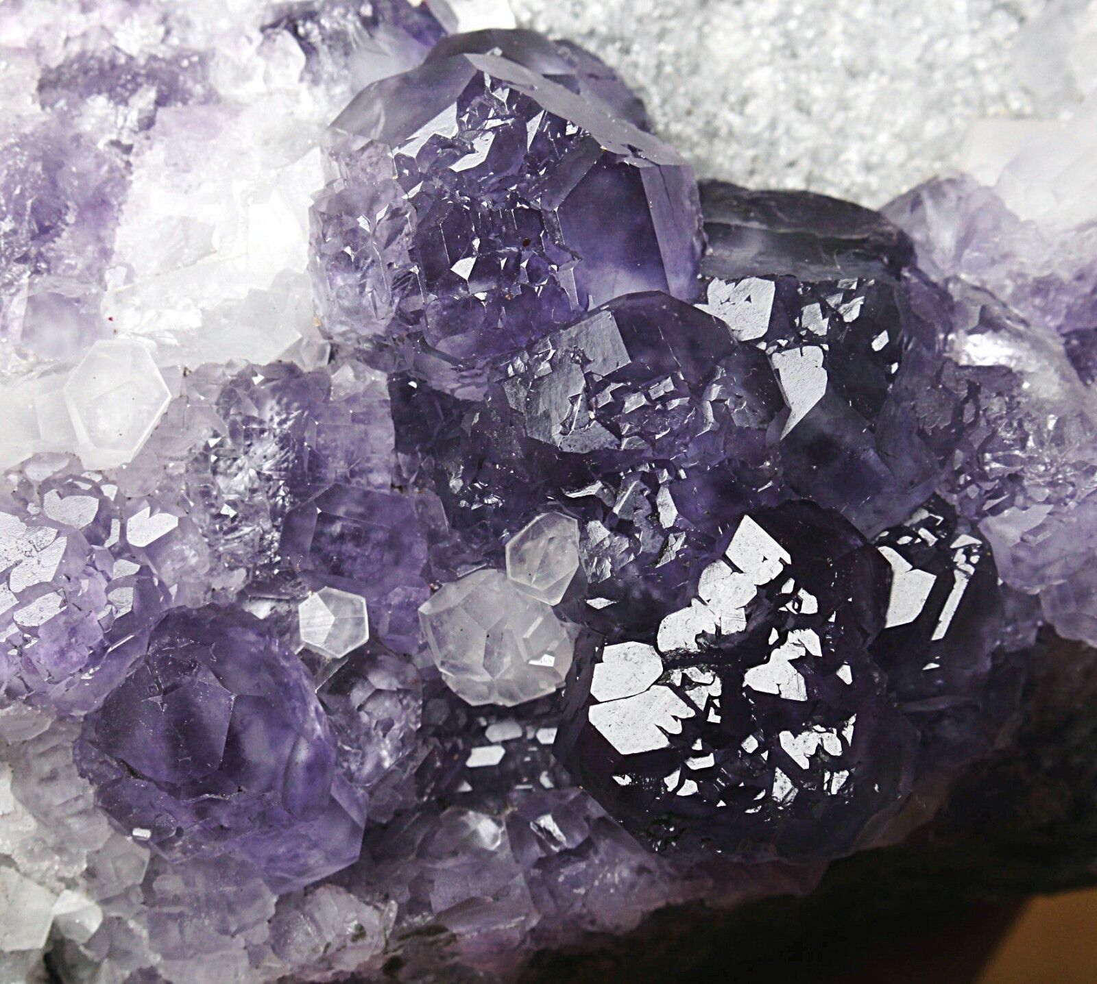 Museum Quality-Extreme transparent Trapezoidal Purple Phantom Fluorite & Calcite