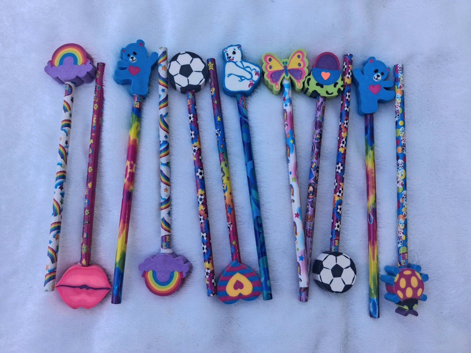 12 Vintage Lisa Frank Pencils With Erasers Unused