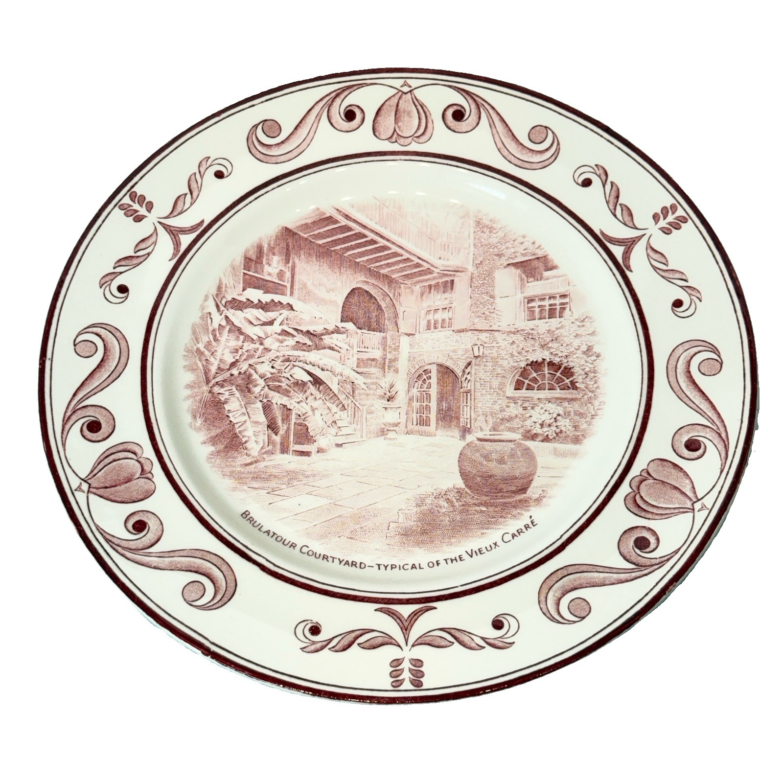 NEW ORLEANS LA  Antique BRULATOUR VIEUX CARRE Souvenir CROWN DUCAL PLATE