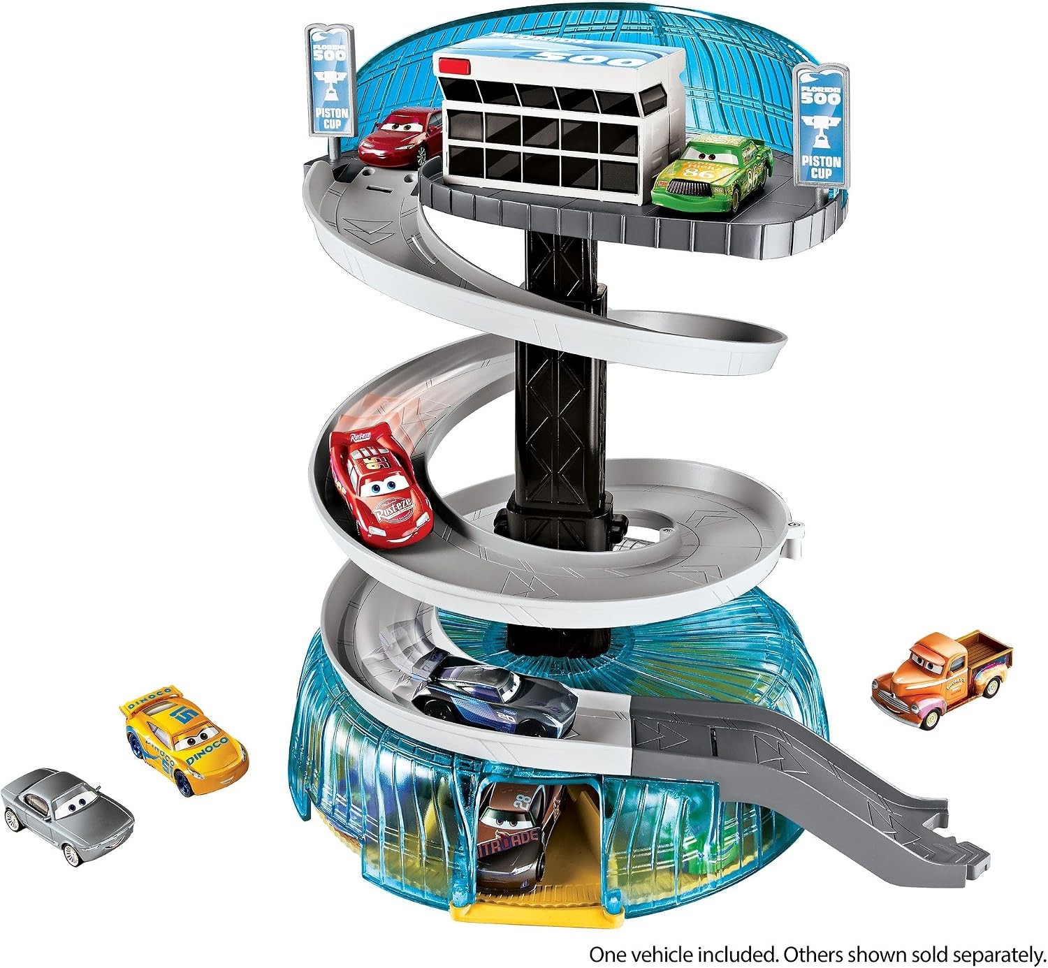 2017 Pixar Cars 3 Florida Speedway Spiral Playset (Mattel)(Factory Sealed Case)