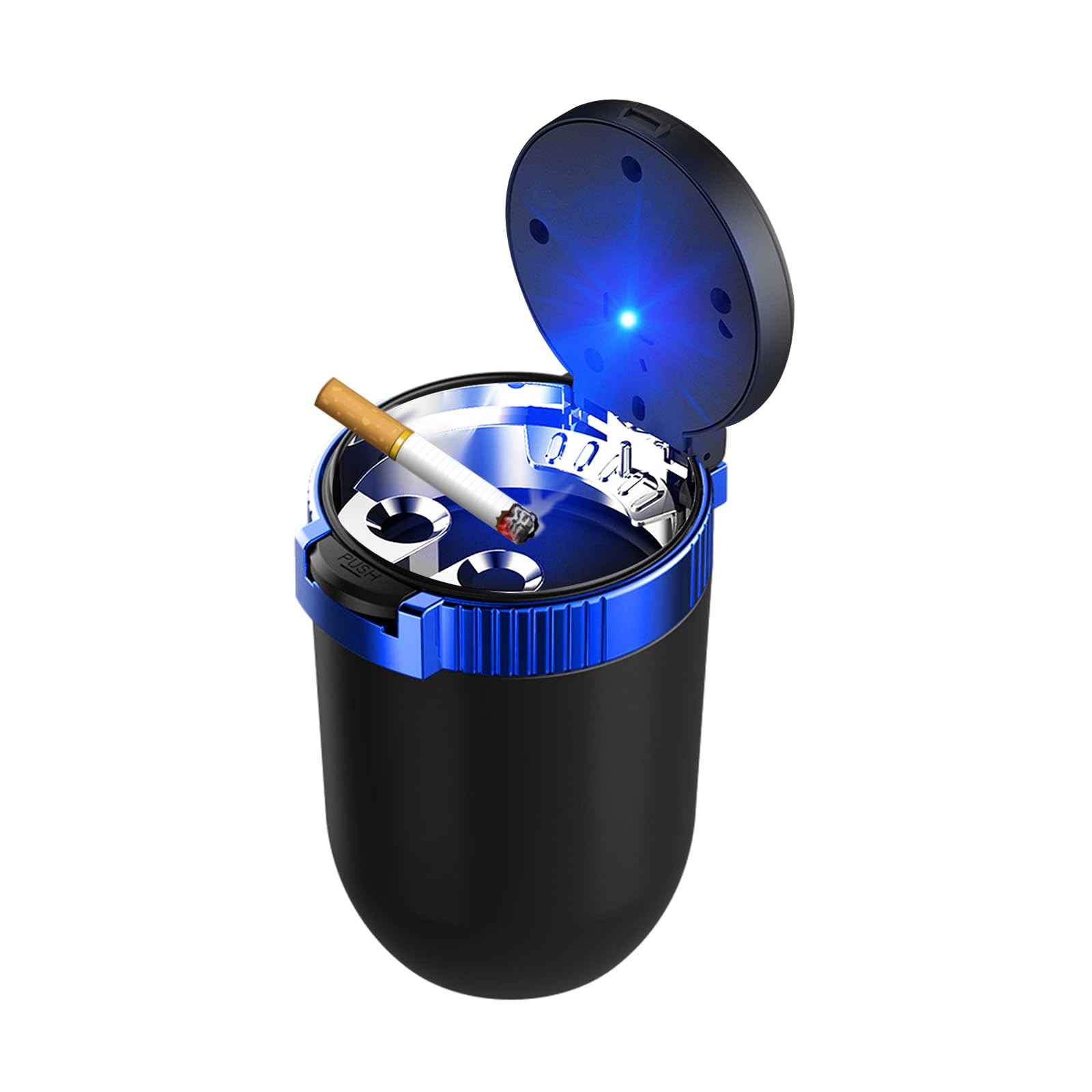 Cenicero de coche con tapa, desmontable, de acero inoxidable, sin humo