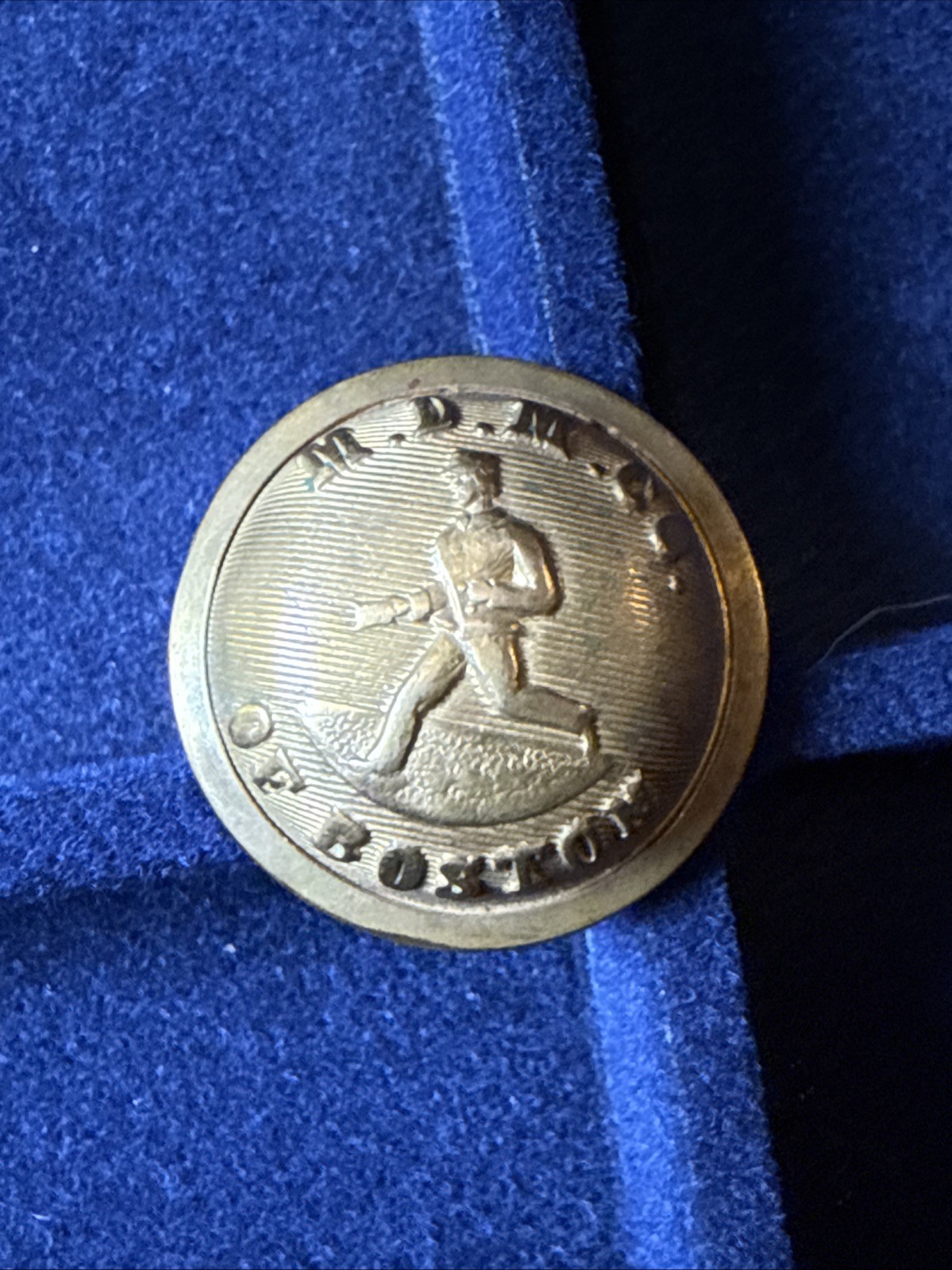 Antique M.D.M. Co of Boston Messenger Uniform Button Oak Hall Clothing Gilt Antique M.D.M. Co of Boston Messenger Uniform Button Oak Hall Clothing Gilt