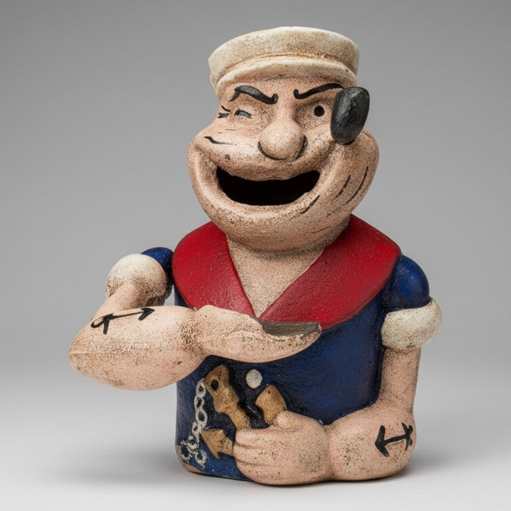 Popeye the Sailor Man Cast Iron Mechanical Coin Bank