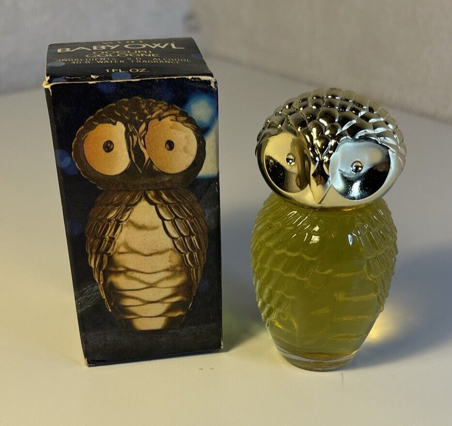 Vintage 1960s AVON Occur Cologne Baby Owl 1 Oz. Decorative Bottle With Box Full