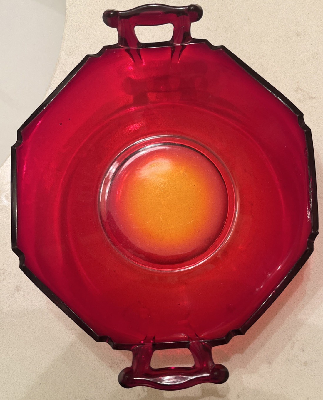 Vintage Amberina red glass bowl 5.5” with no chips or cracks