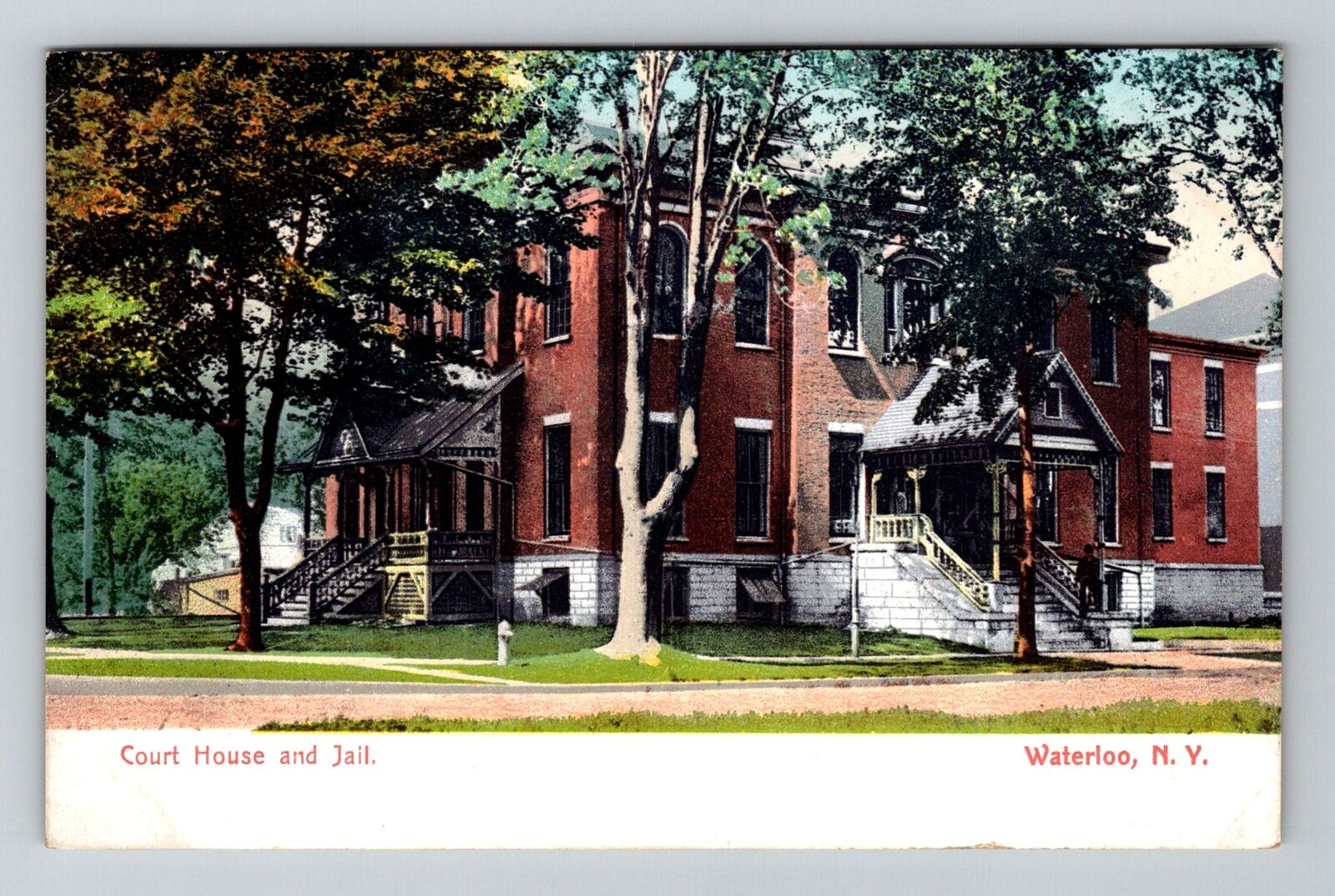 Waterloo NY-New York, Court House and Jail, c1907 Vintage Souvenir Postcard