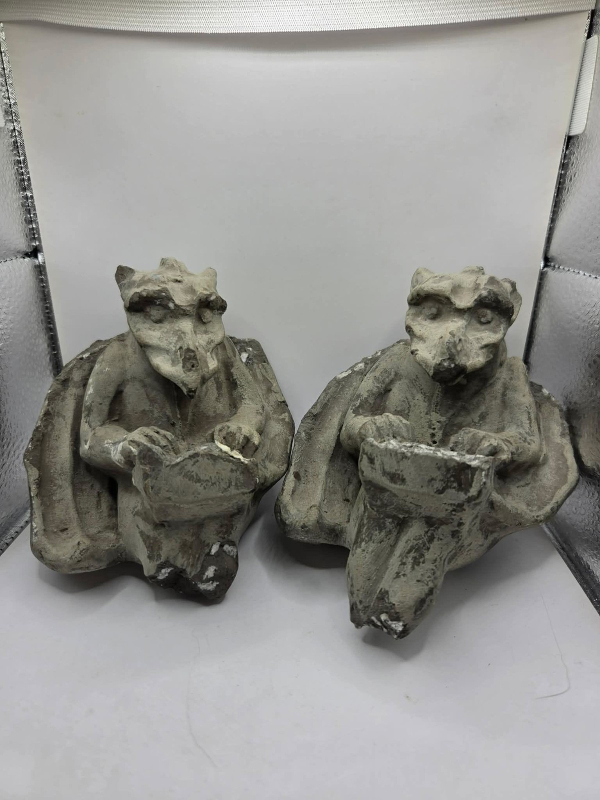 Vintage Gothic Gargoyle Pair Winged Dragon Wall Plaque Architectural Decor Pair