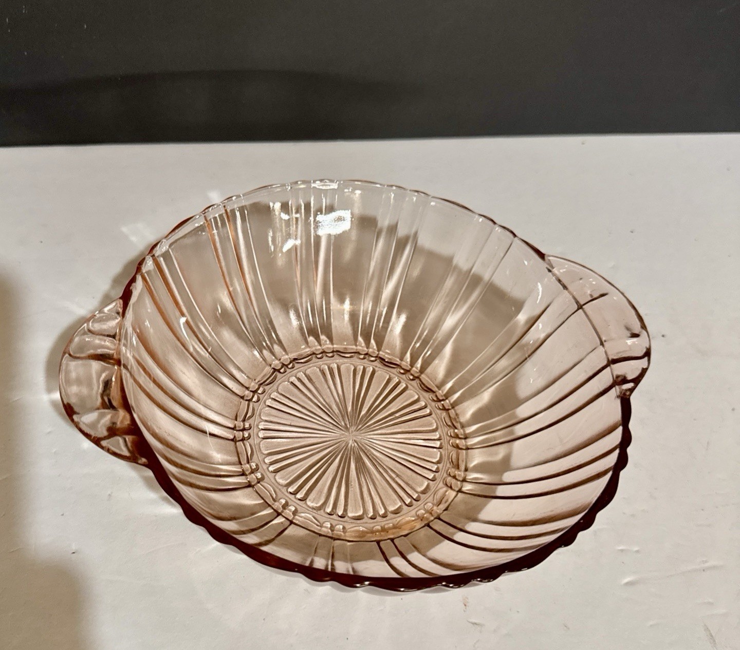 VTG  Pink Depression Glass Bowl 8 Inches Excellent