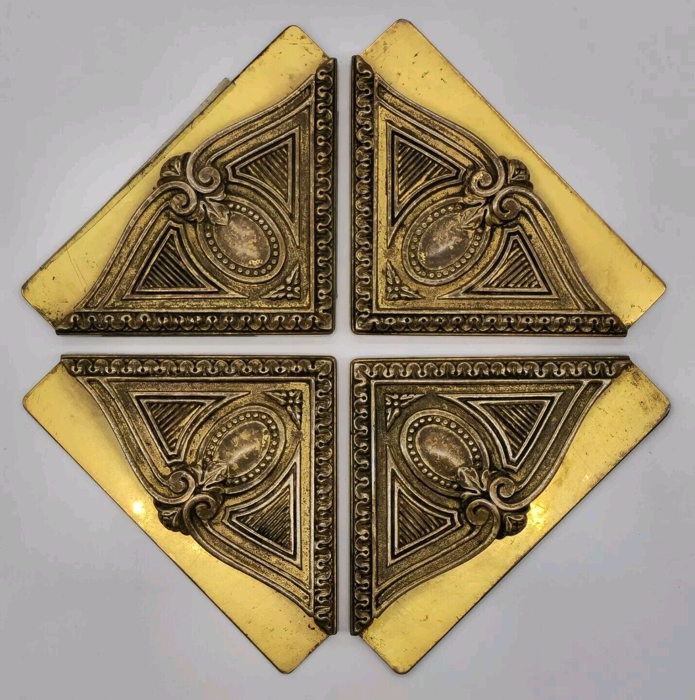 Set of Four Antique TIFFANY & CO Solid Bronze BLOTTER CORNERS