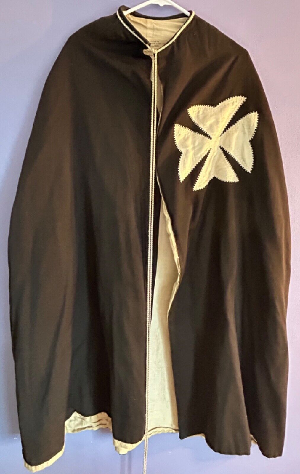 Antique Black Knight Templar Cape By Henderson Ames Robe w Maltese Cross