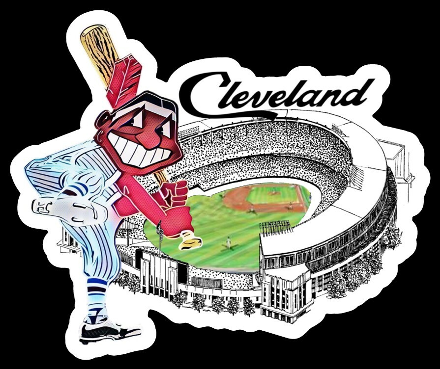 Cleveland Indians MAGNET - Municipal Stadium Vintage Chief Wahoo MLB Baseball