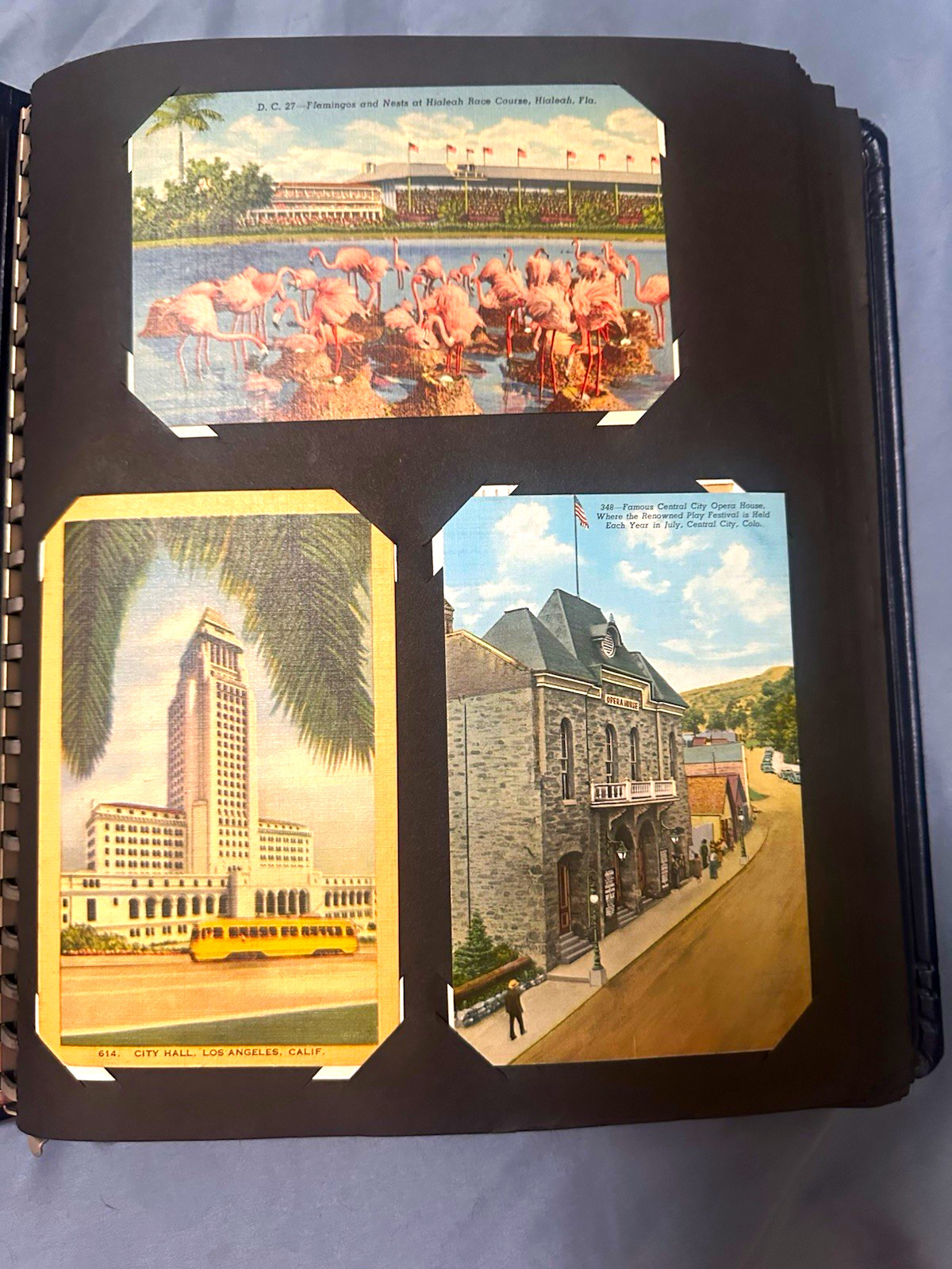 Vintage 1956 Spiral Bound Postcard Album w/71 Color Travel Postcards 4x6\